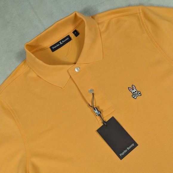 Psycho Bunny Other - NEW Psycho Bunny Mens Classic Polo Shirt Mock Orange Pima Cotton Size 5 Medium